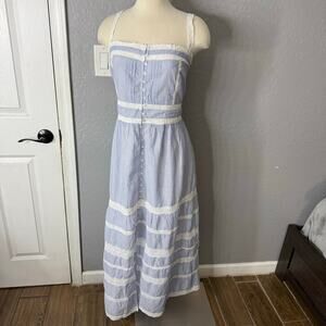 Gap Lace-Trim Maxi Dress, Blue Stripe, XL 832021